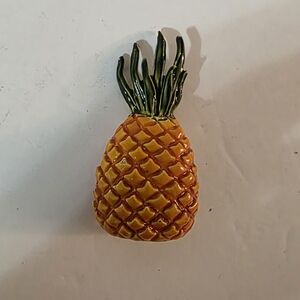 Pineapple Enameled Brooch Goldtone
